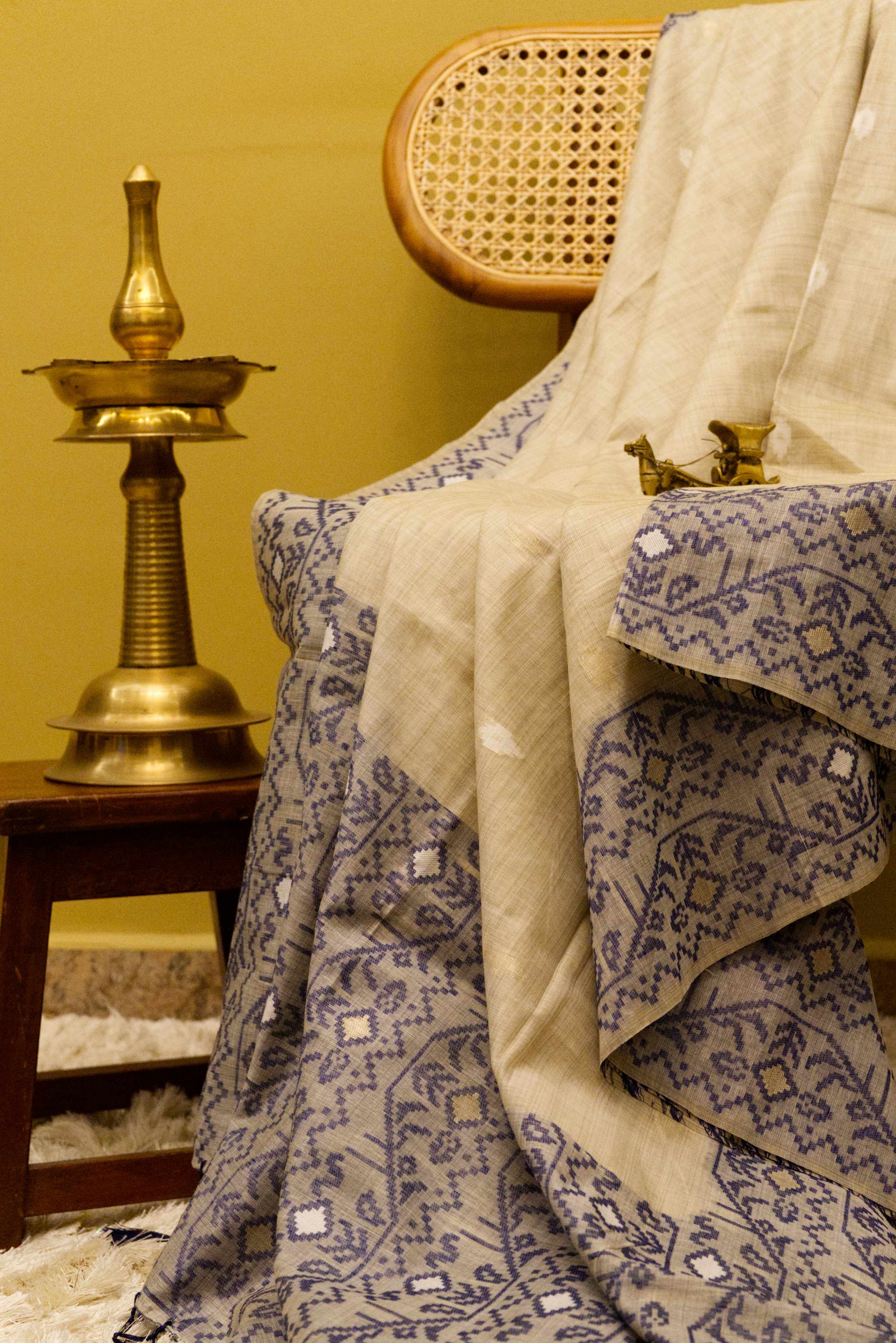 Beige Cotton Saree