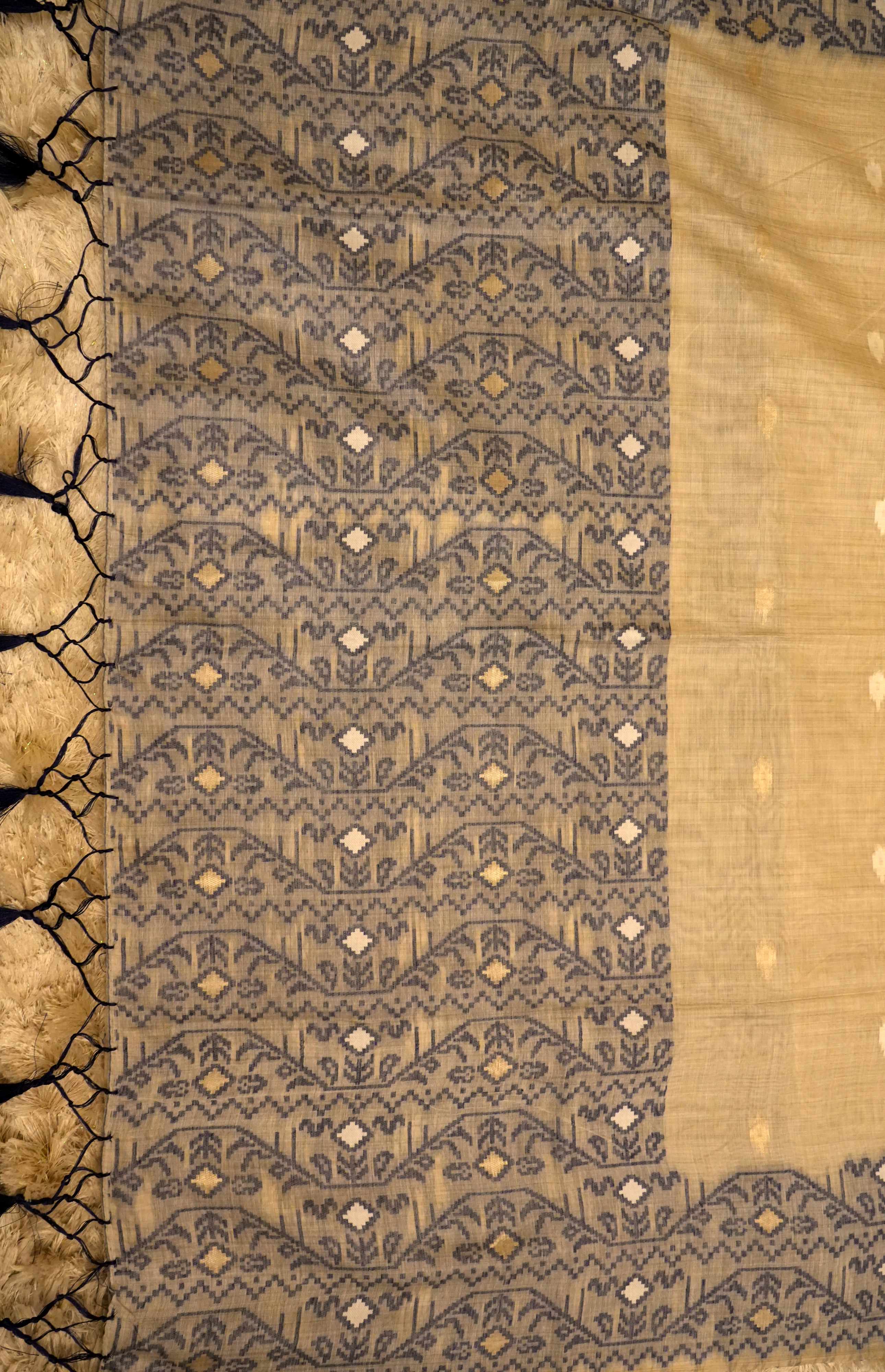 Beige Cotton Saree