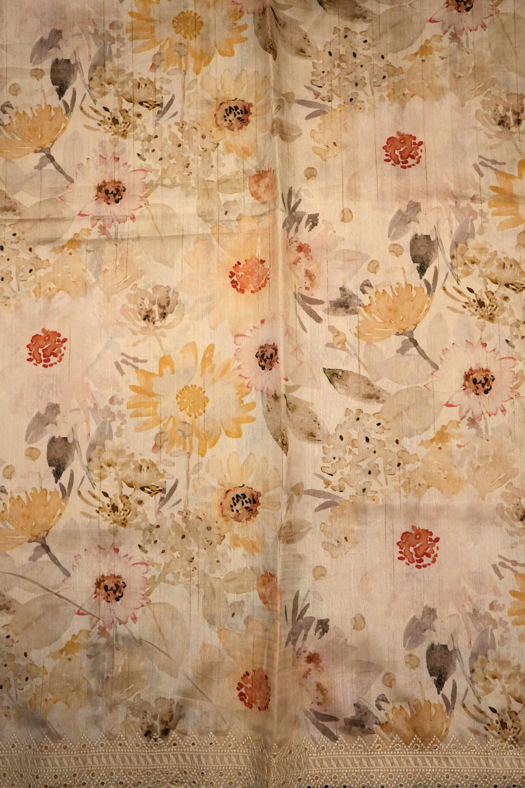 Beige Silk Blend Saree