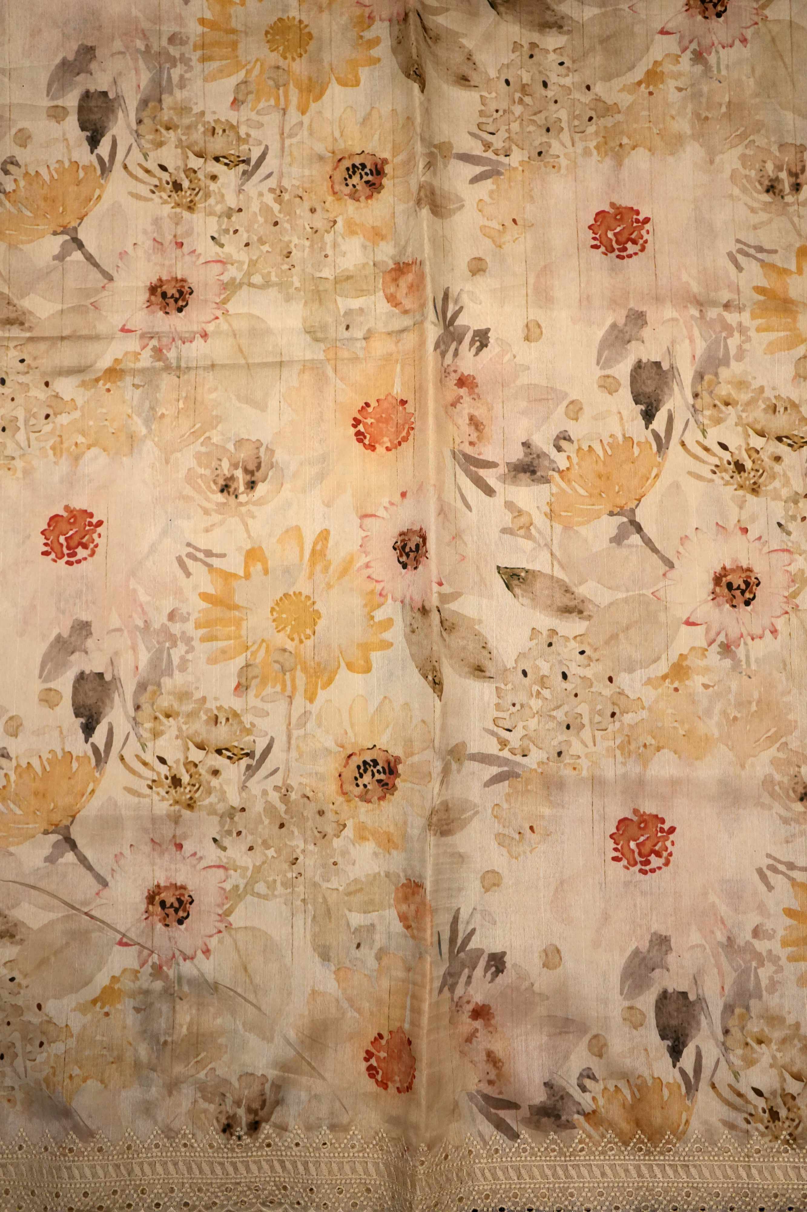 Beige Silk Blend Saree