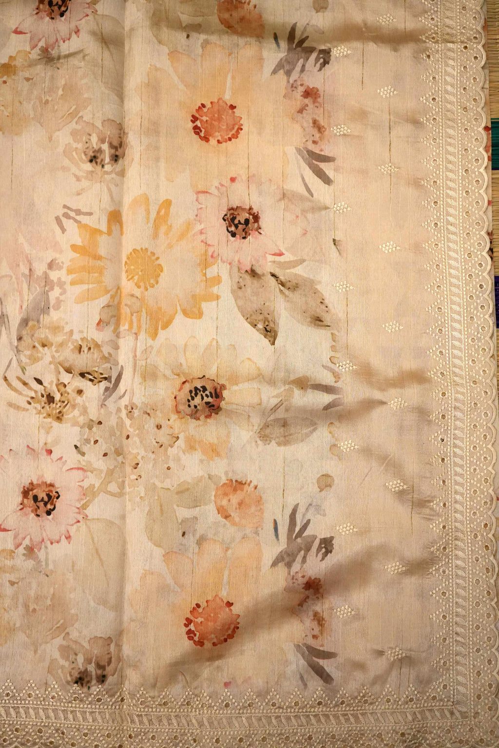 Beige Silk Blend Saree