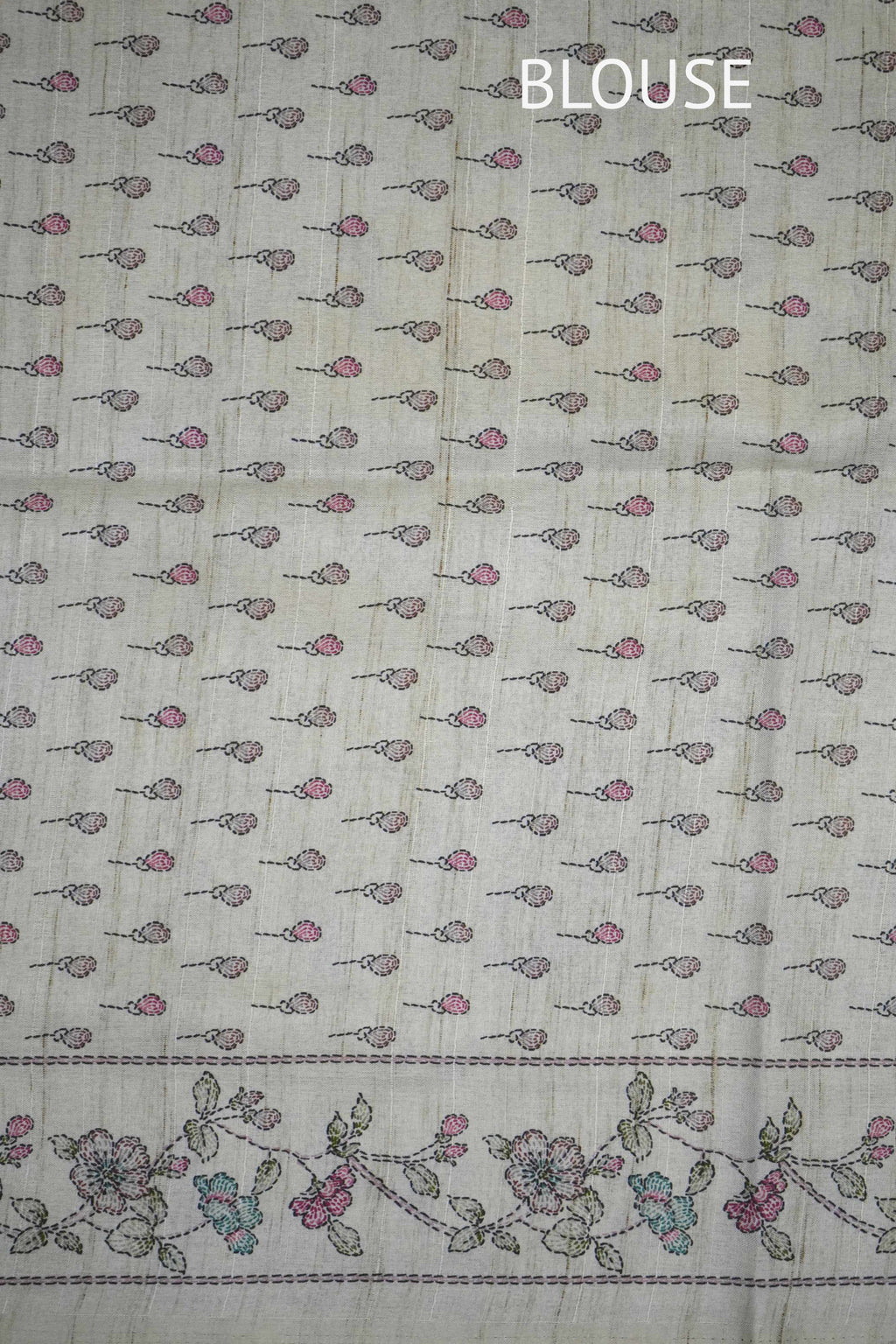 Beige Tussar Floral Printed Saree