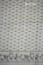 Beige Tussar Floral Printed Saree
