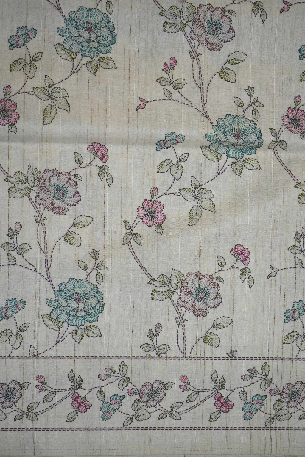 Beige Tussar Floral Printed Saree