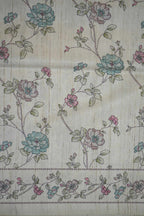 Beige Tussar Floral Printed Saree