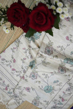 Beige Tussar Floral Printed Saree