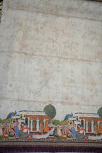 Beige Tussar Printed Saree