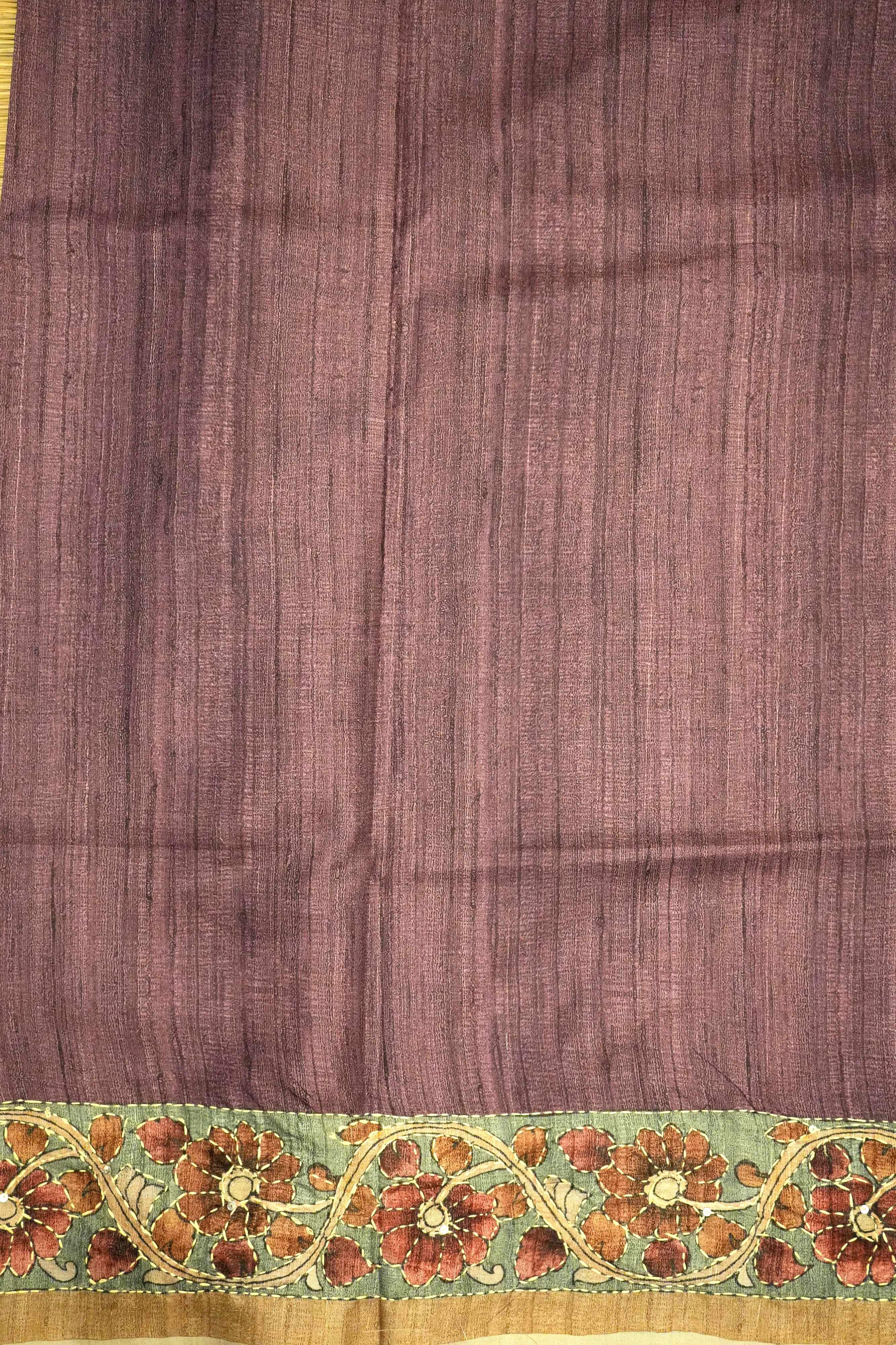 Kantha Work Tussar Silk Saree