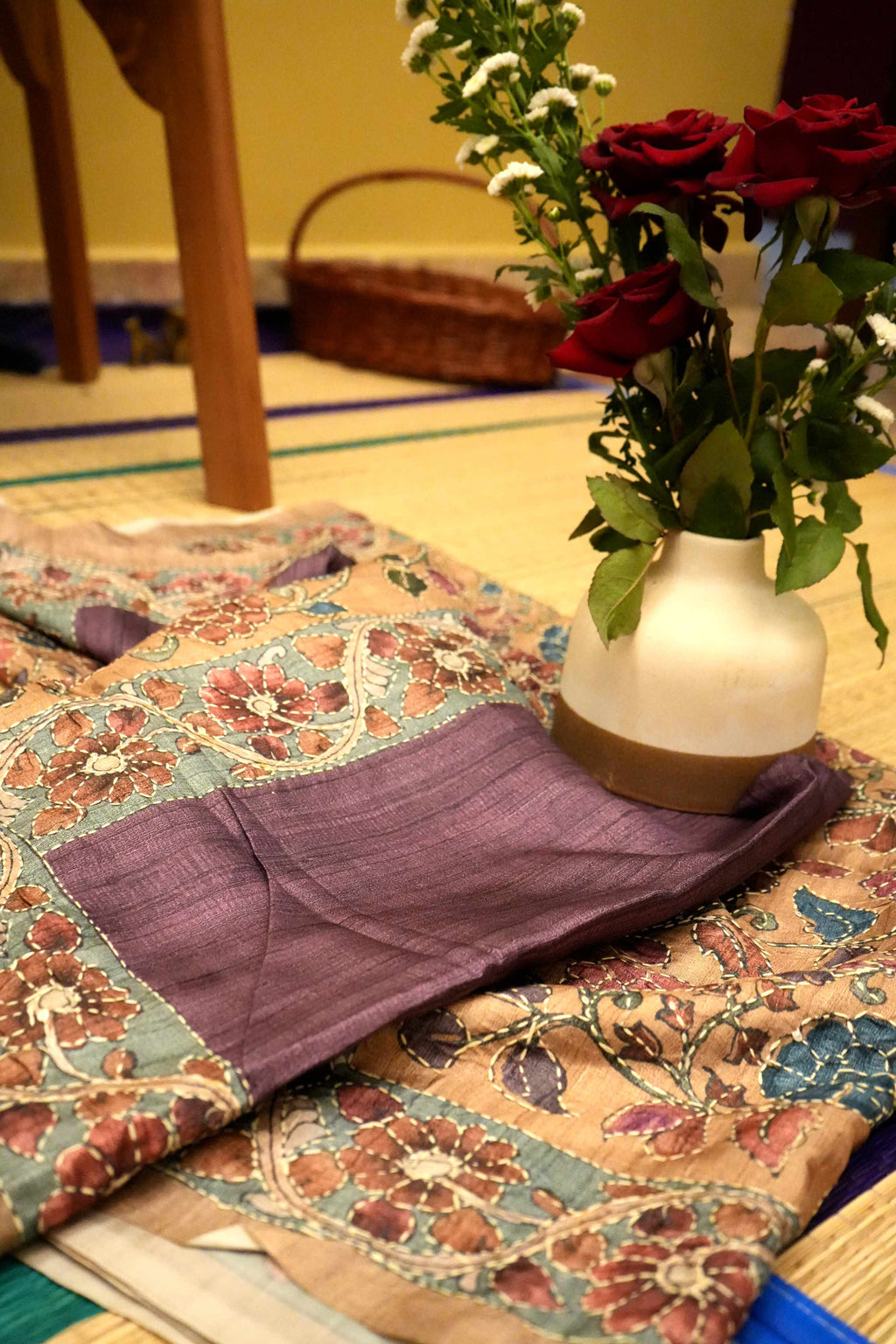Kantha Work Tussar Silk Saree