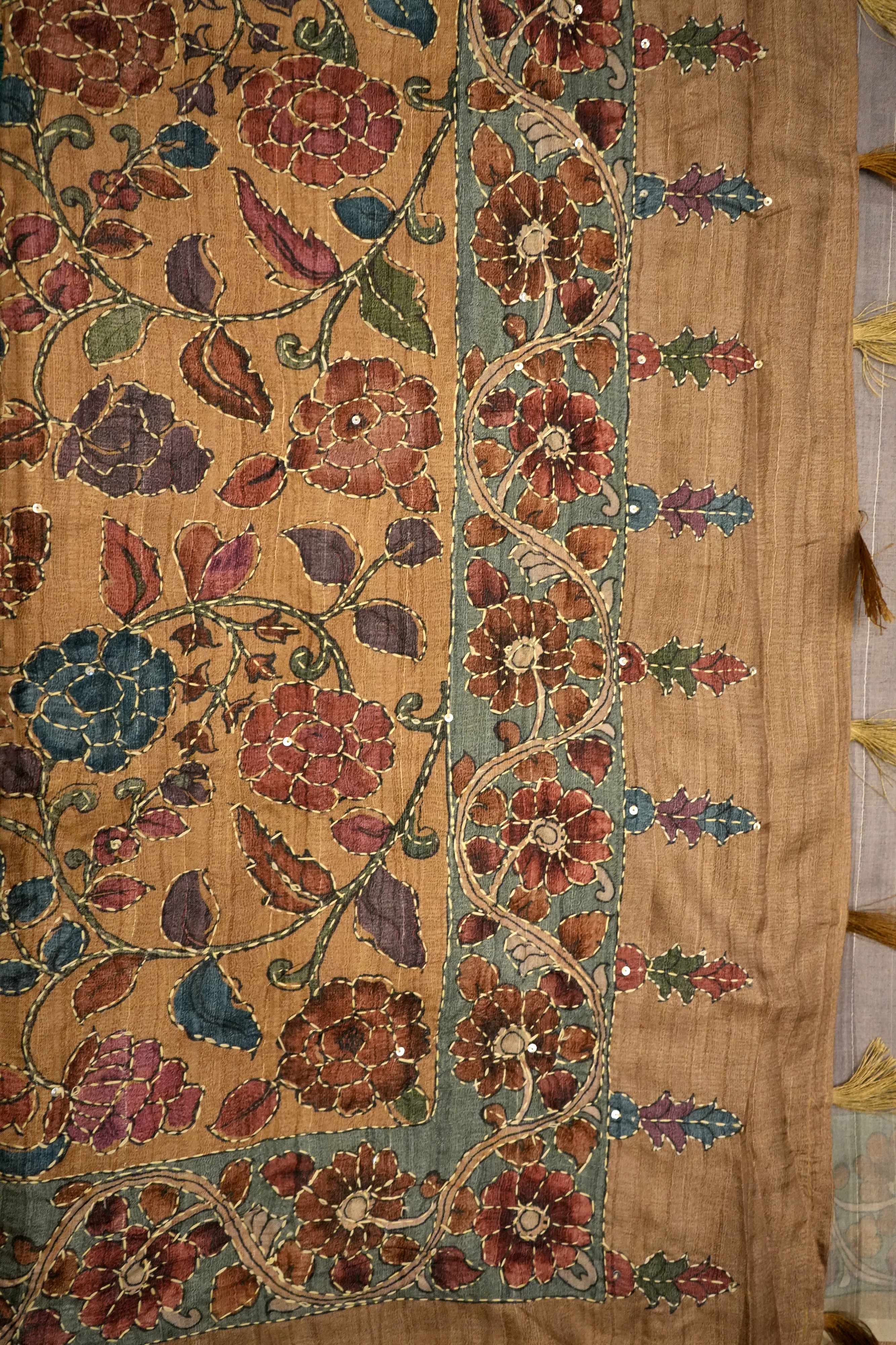 Kantha Work Tussar Silk Saree