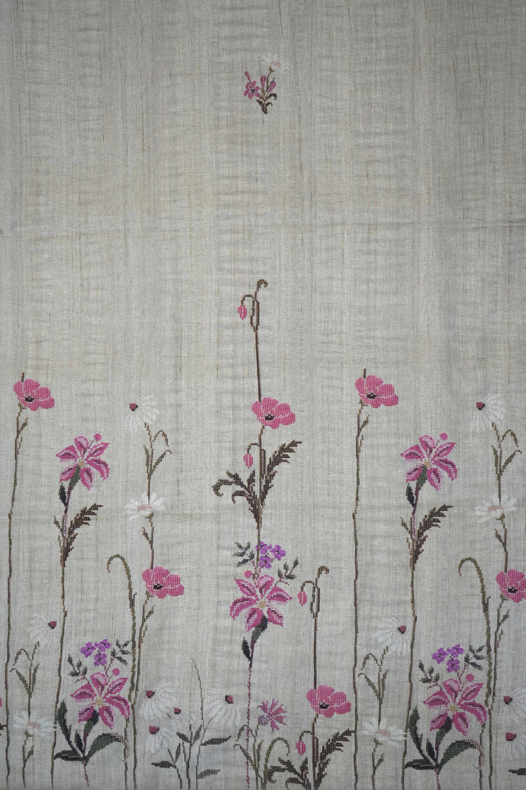 Light Beige Tussar Silk Saree