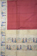 Maroon Tussar Printed Saree
