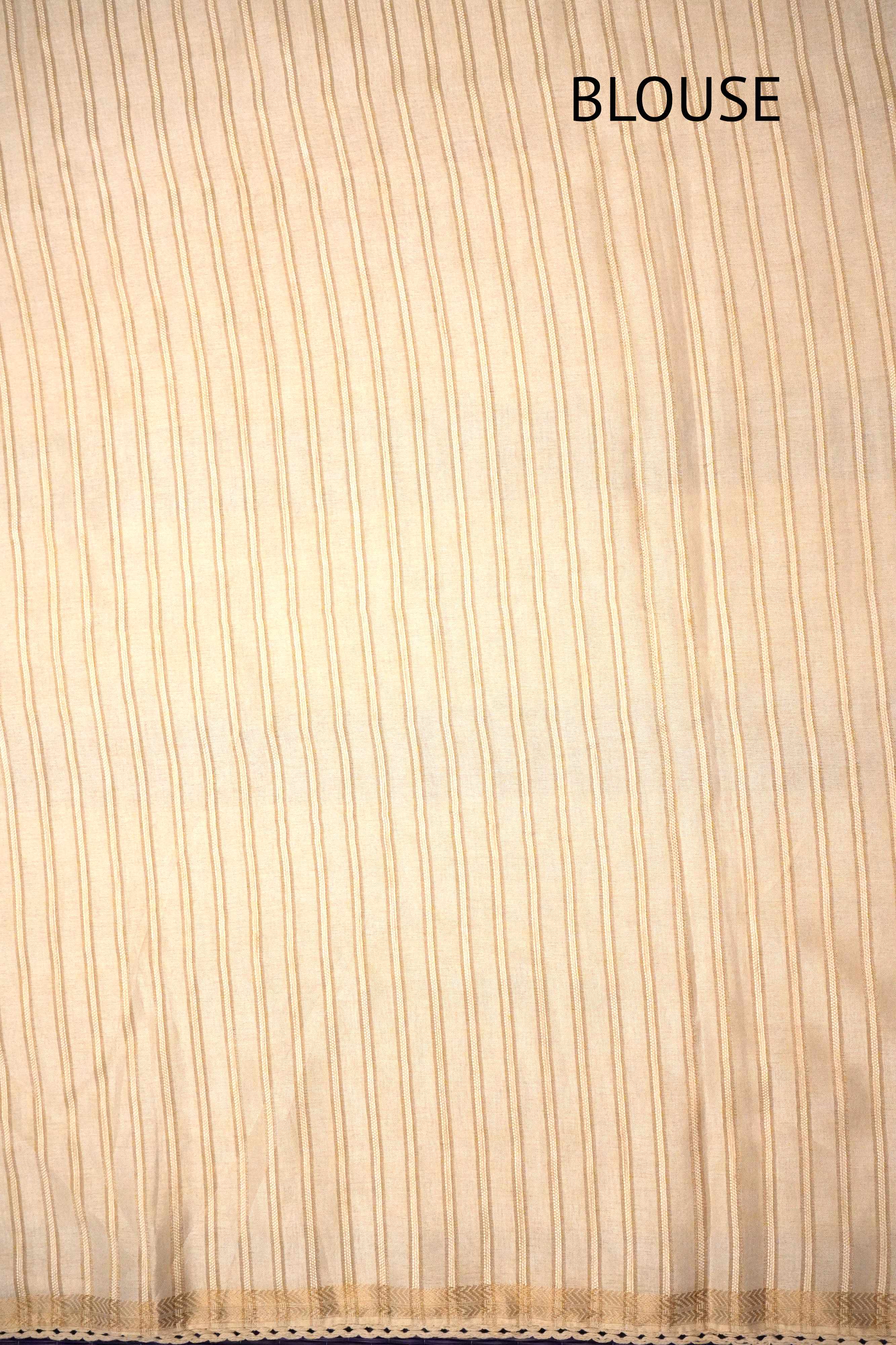 Off‑White Silk Blend Saree