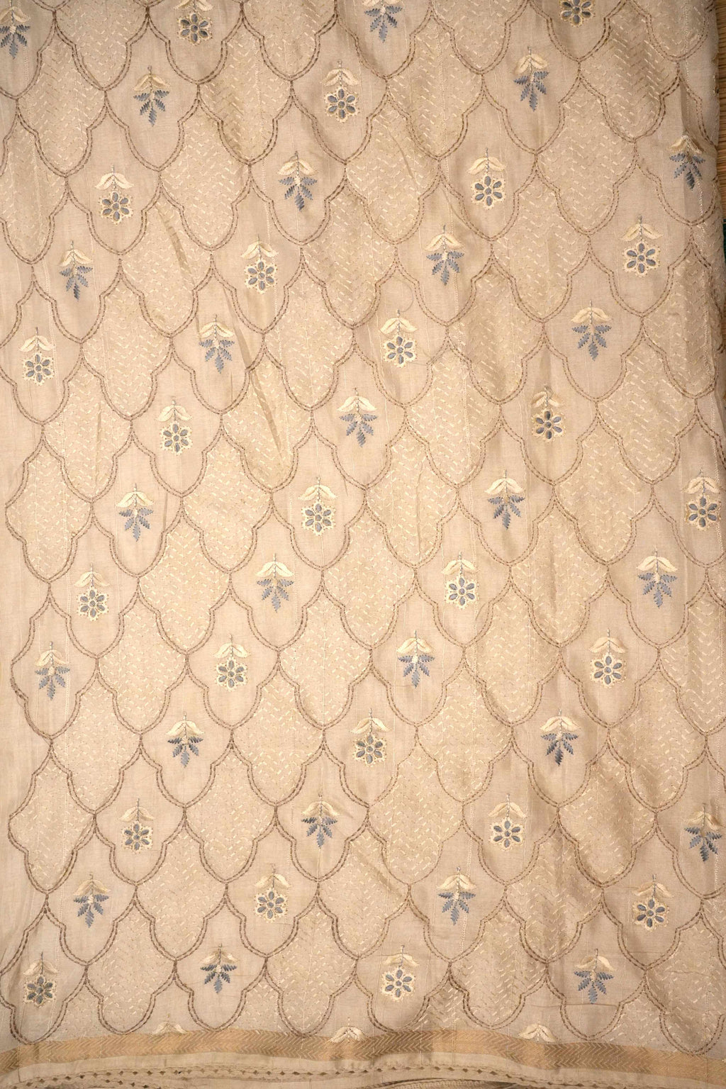 Off‑White Silk Blend Saree