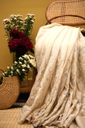 Off‑White Silk Blend Saree