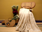 Off‑White Silk Blend Saree