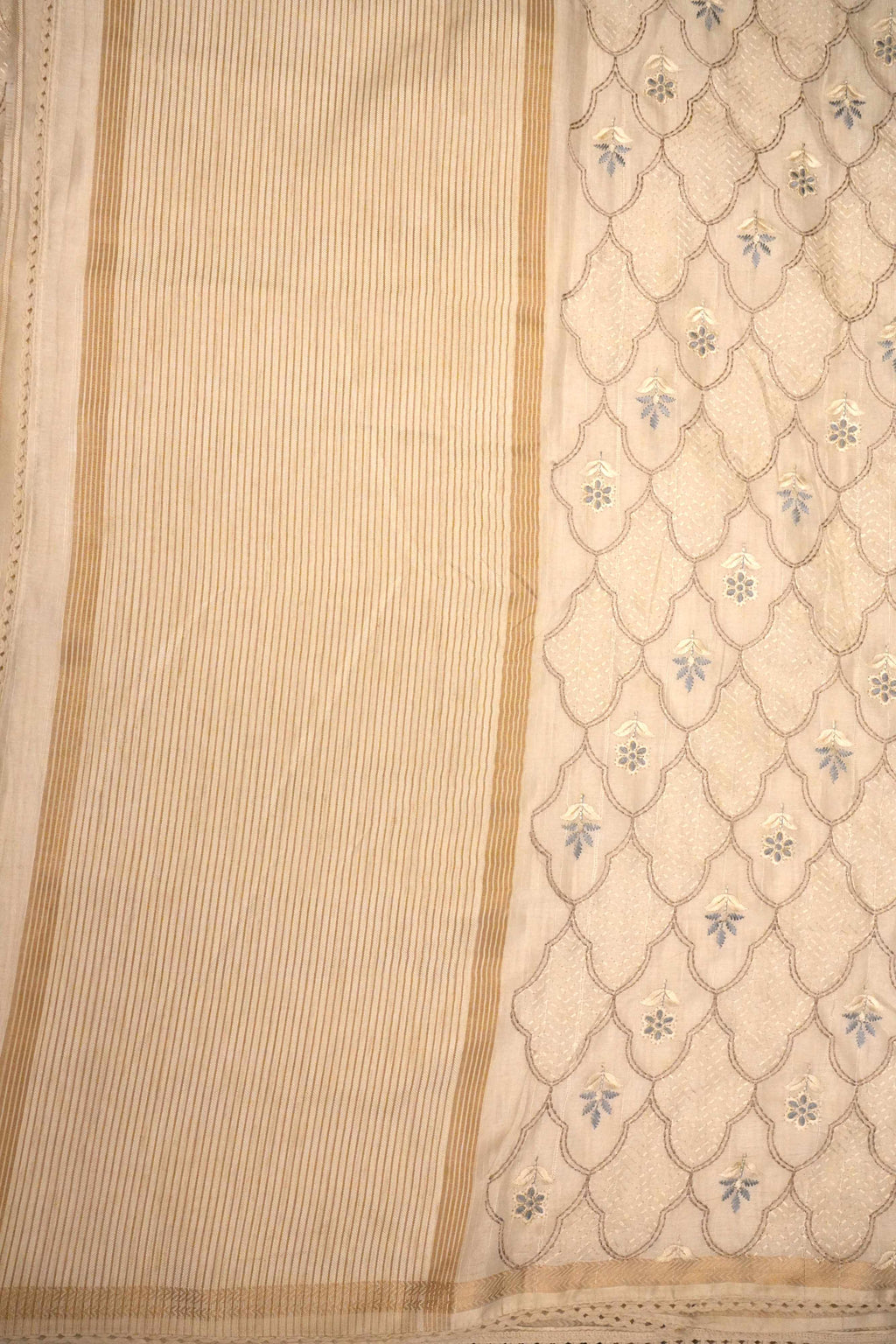 Off‑White Silk Blend Saree