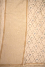 Off‑White Silk Blend Saree