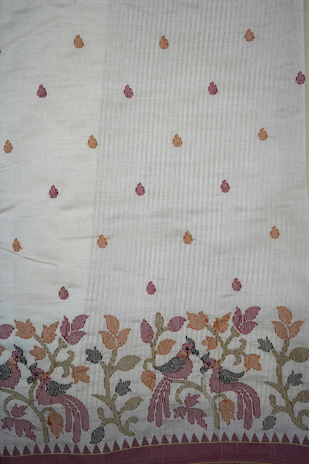 Off‑White Tussar Silk Saree