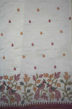 Off‑White Tussar Silk Saree