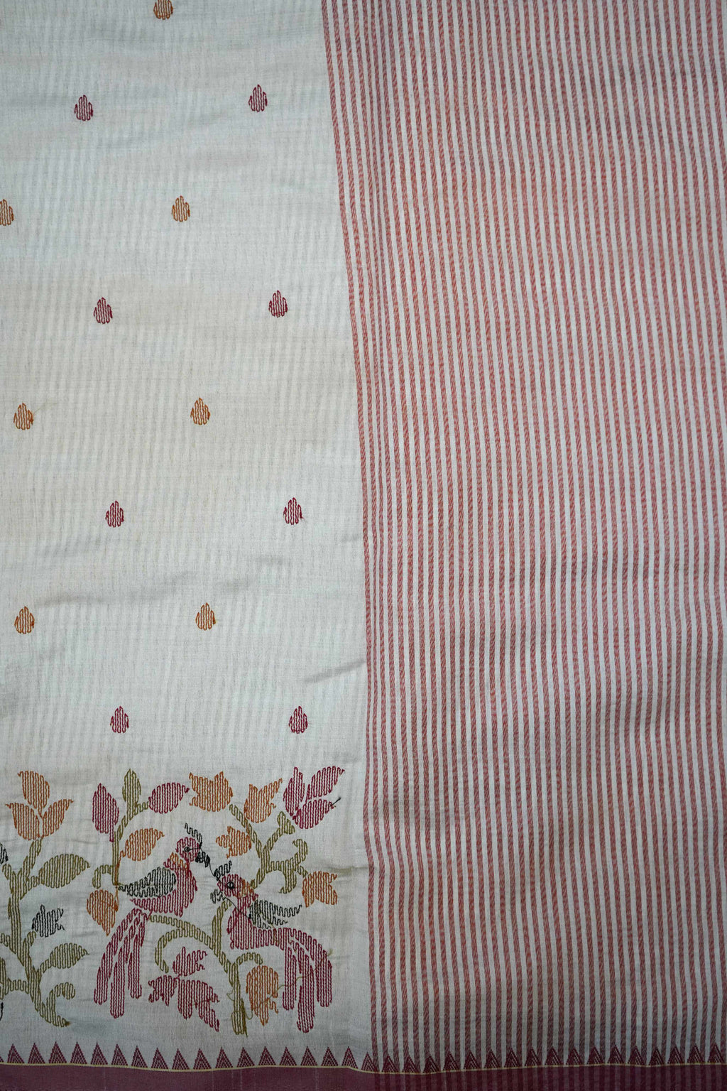 Off‑White Tussar Silk Saree