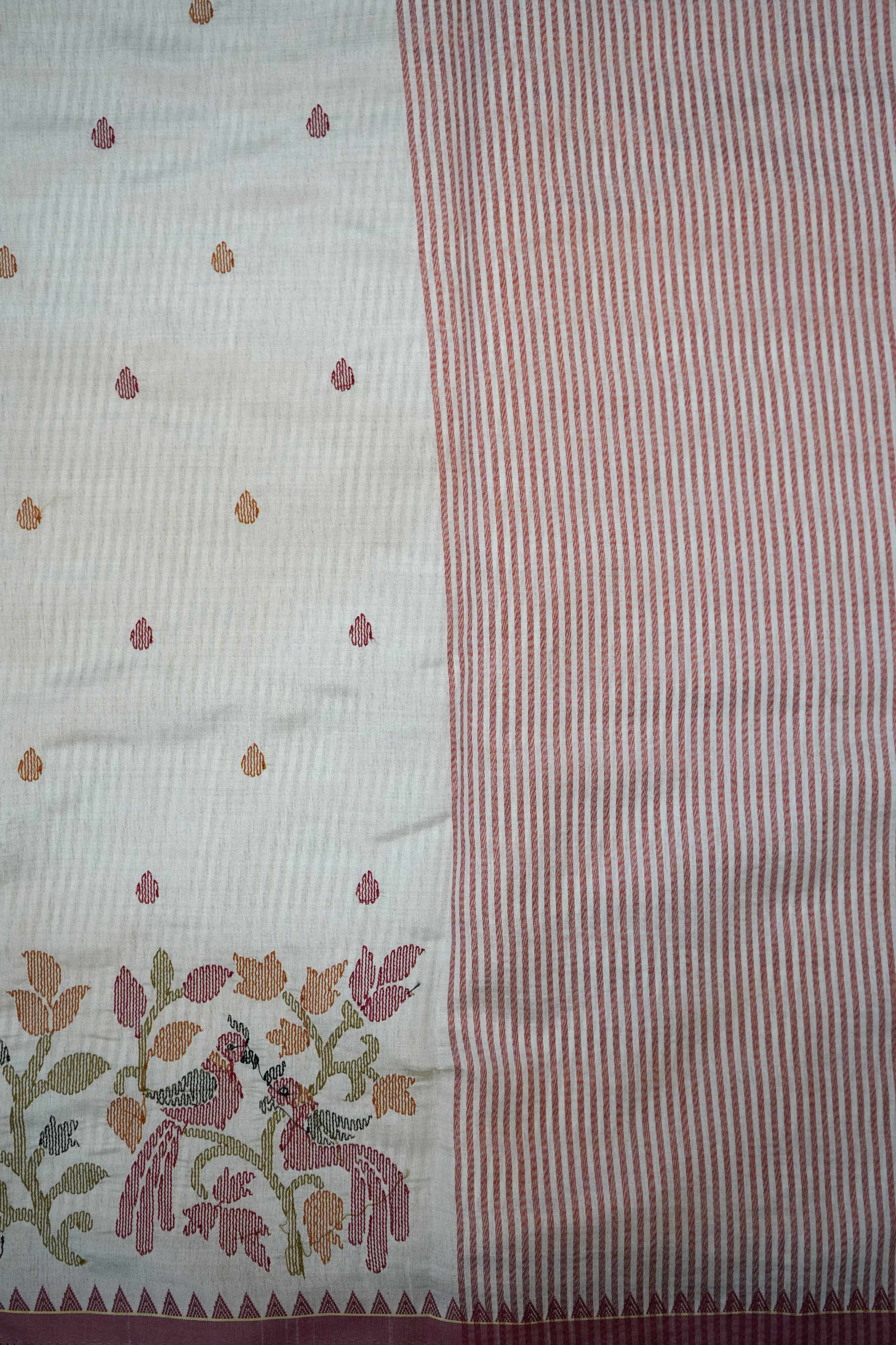 Off‑White Tussar Silk Saree