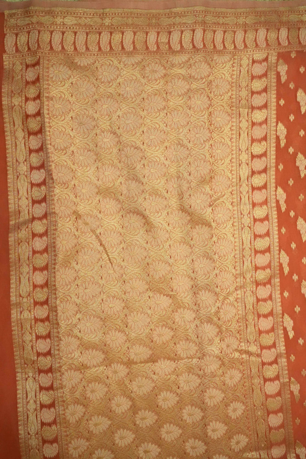 Peach‑Pink Jamdani Cotton Saree