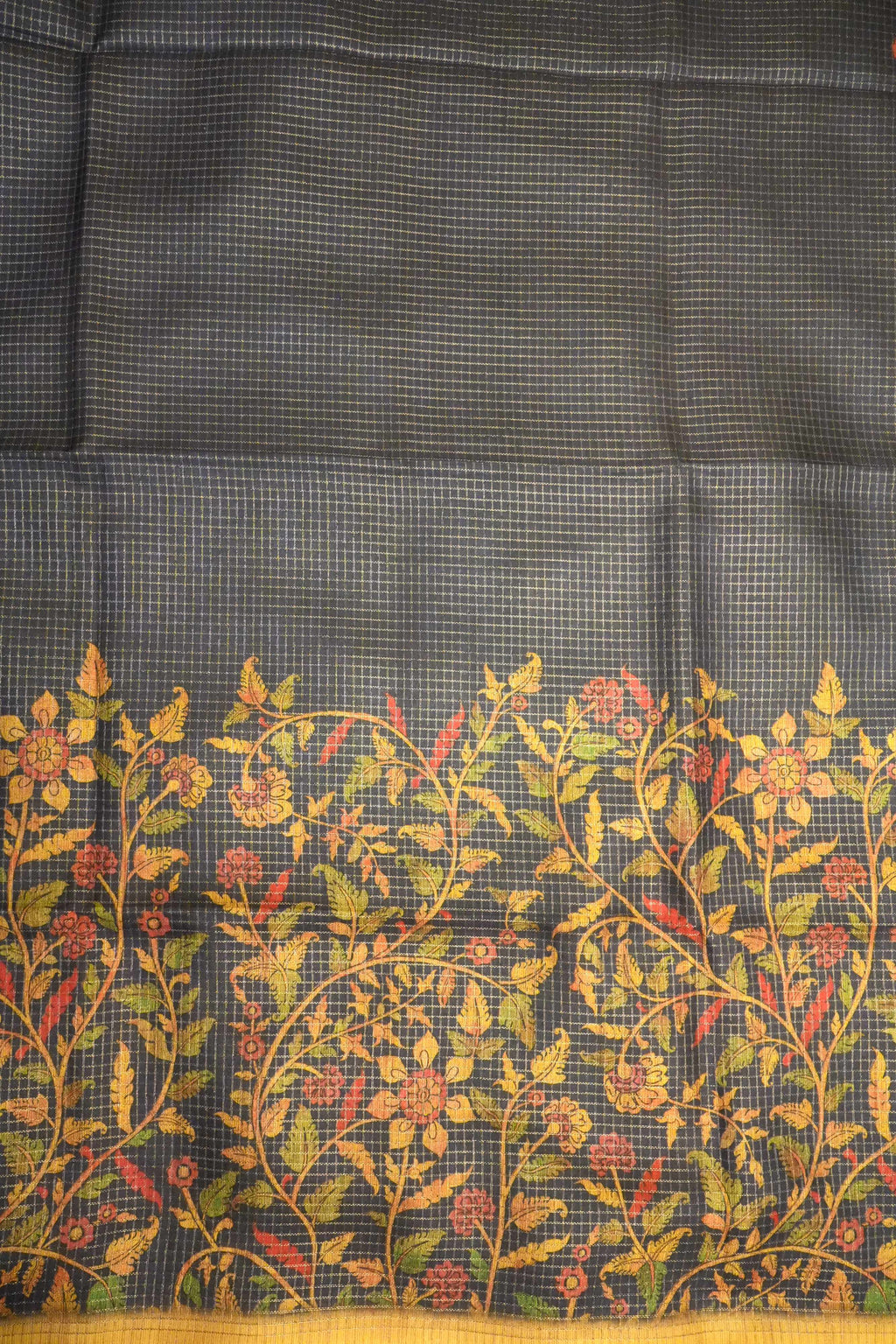 Royal Blue Tussar Printed Saree