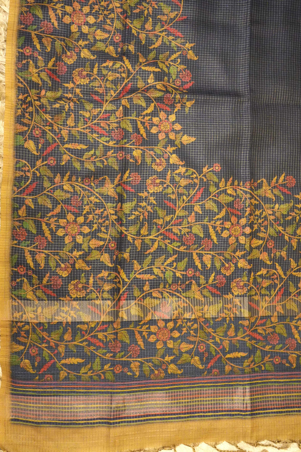 Royal Blue Tussar Printed Saree