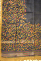 Royal Blue Tussar Printed Saree