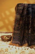 Royal Blue Tussar Printed Saree