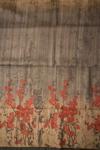 Smoky Grey Tussar Printed Saree