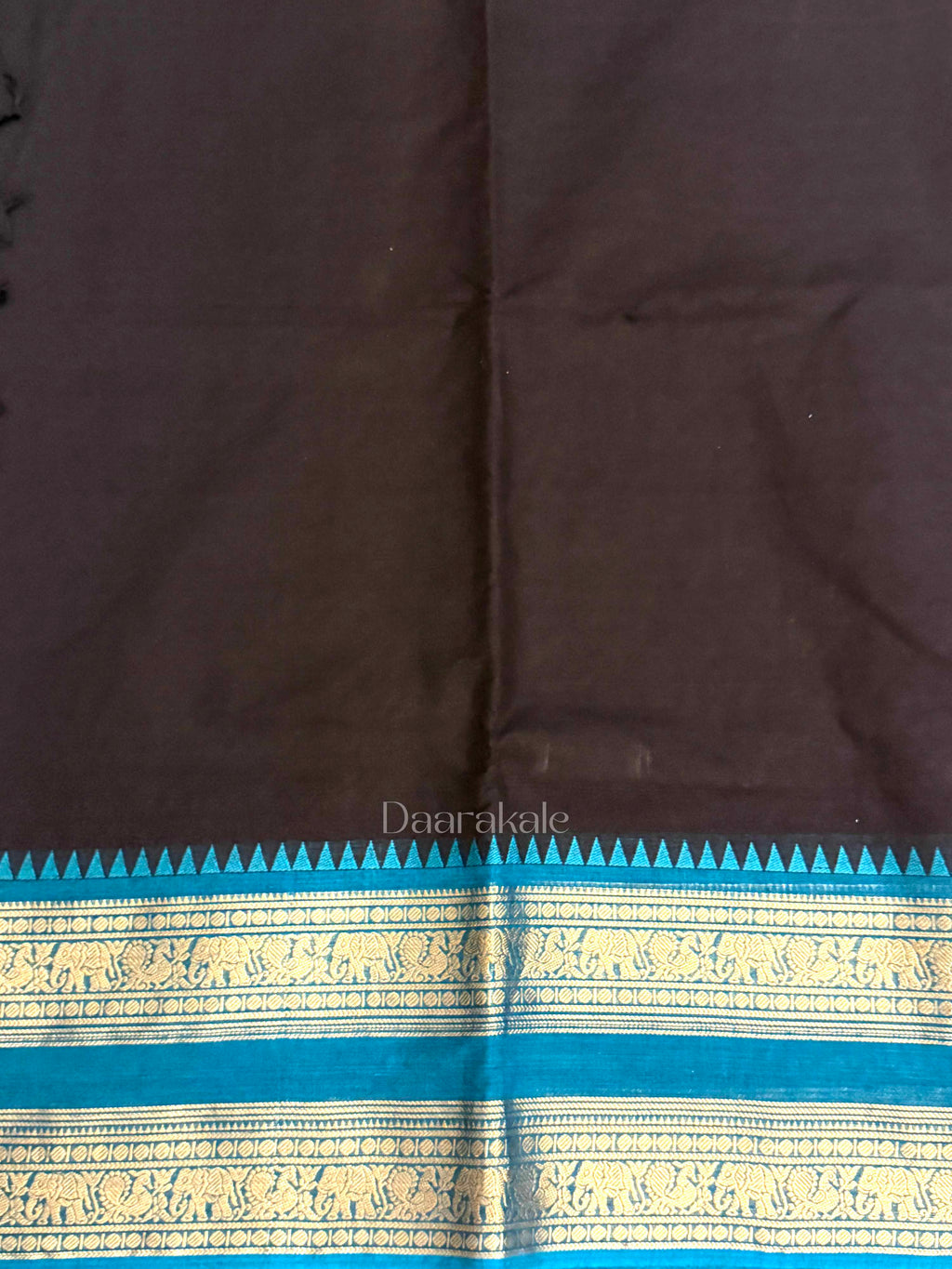 Chettinad Black-Turquoise Cotton Saree