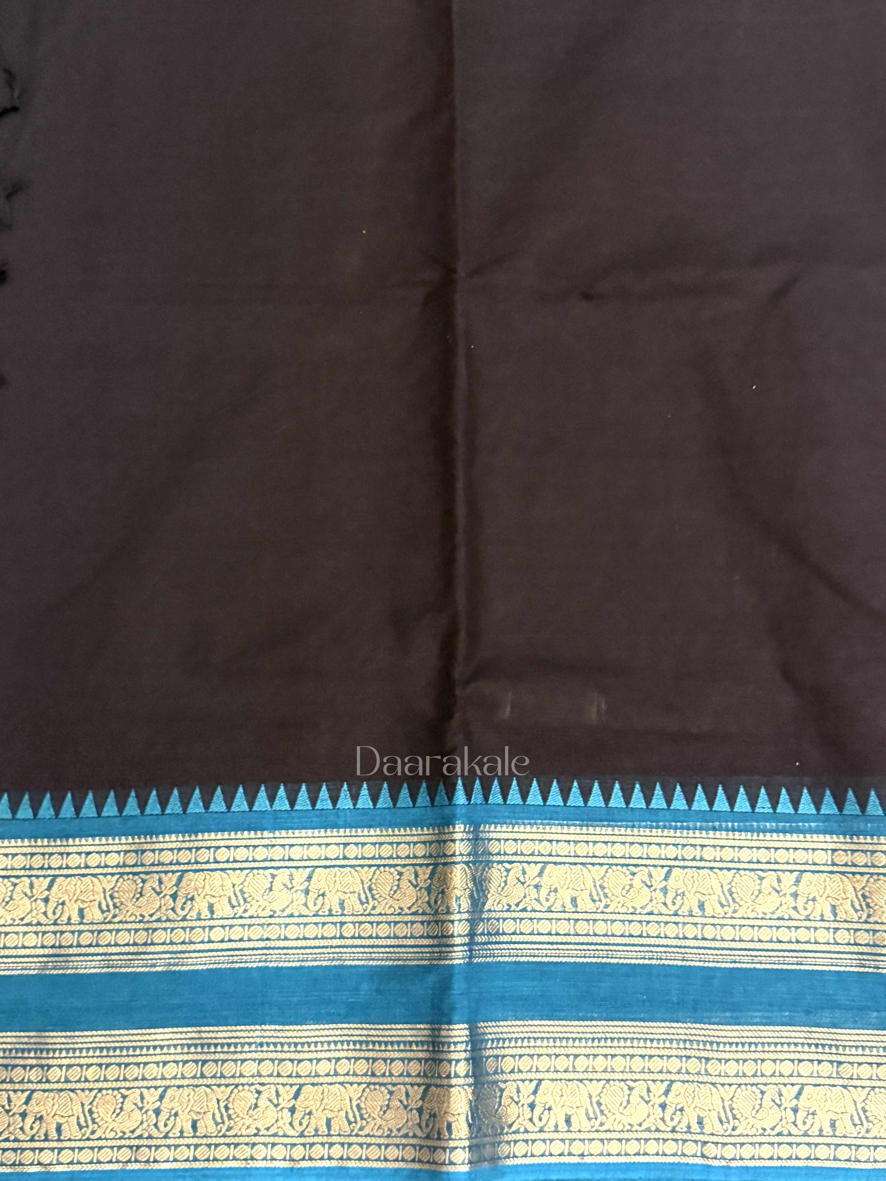 Chettinad Black-Turquoise Cotton Saree