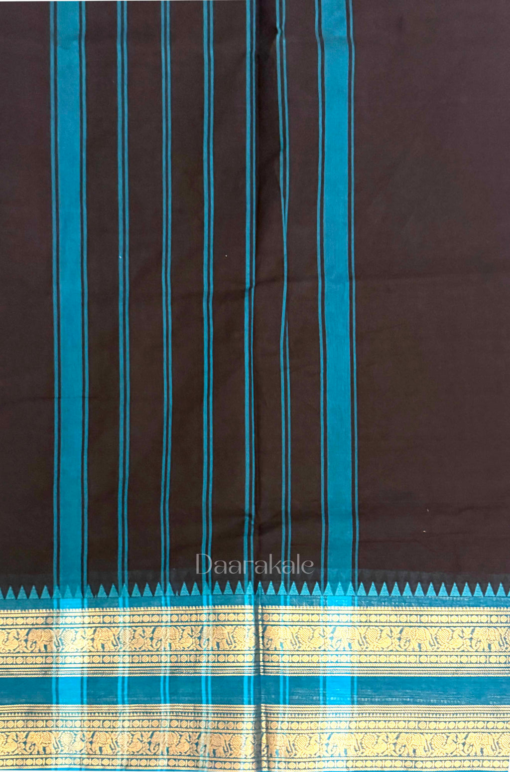 Chettinad Black-Turquoise Cotton Saree