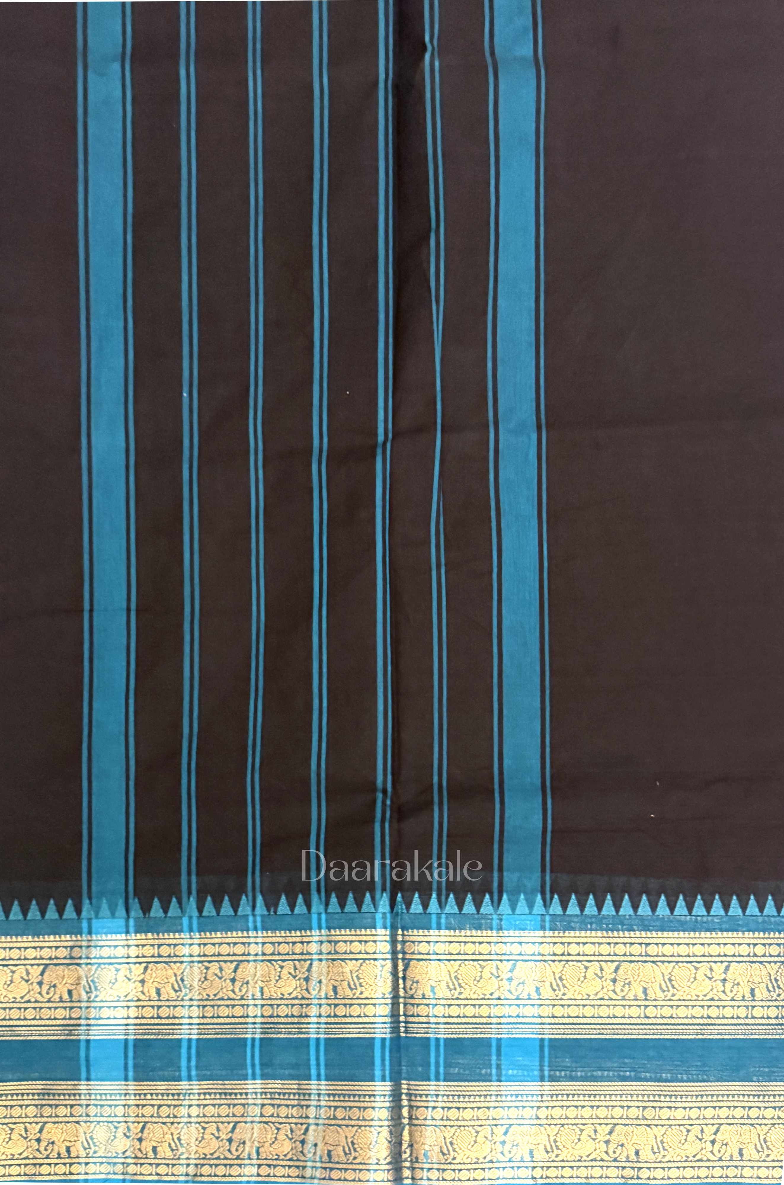 Chettinad Black-Turquoise Cotton Saree