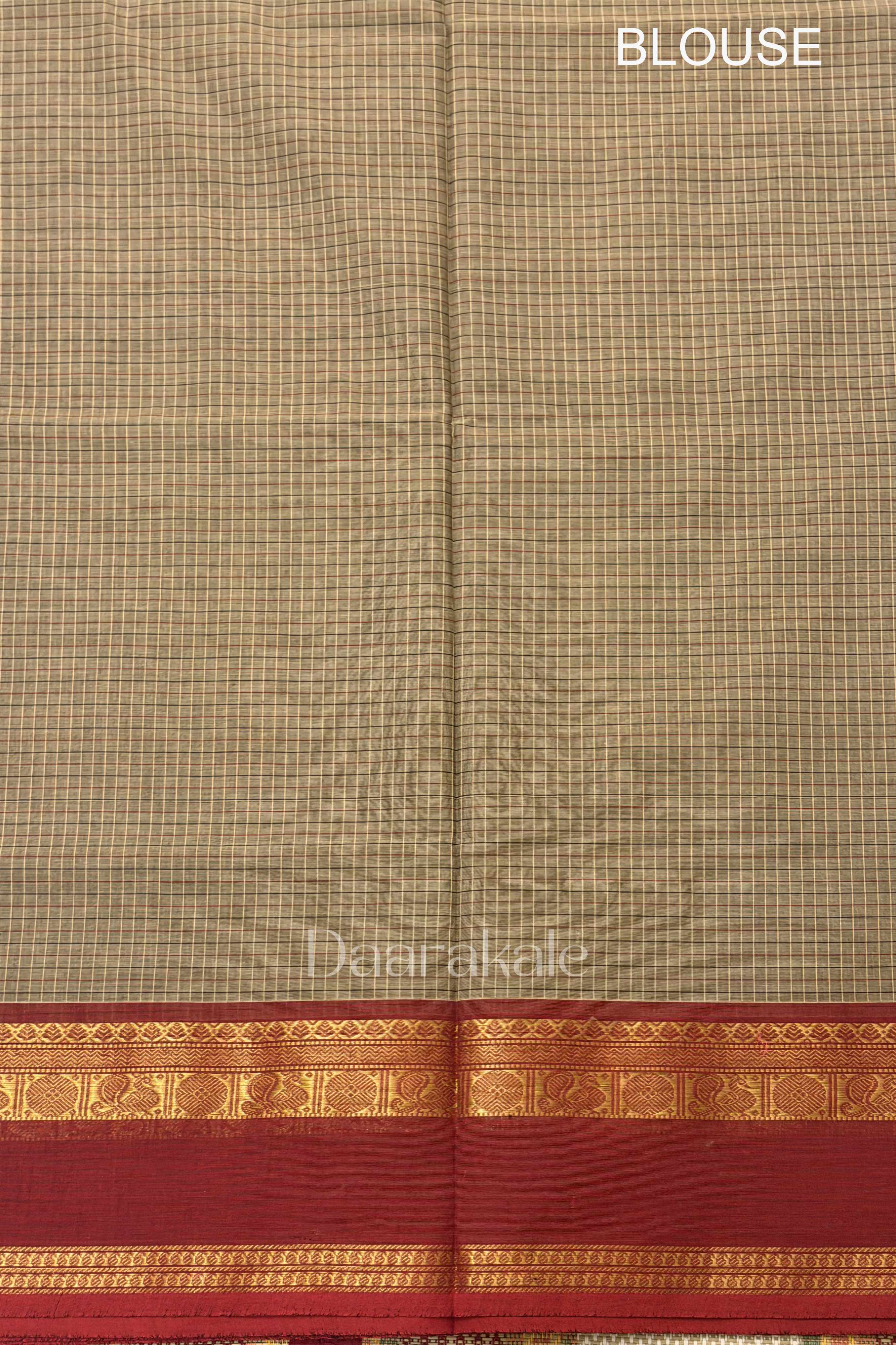 Chettinad Temple Check Cotton Saree