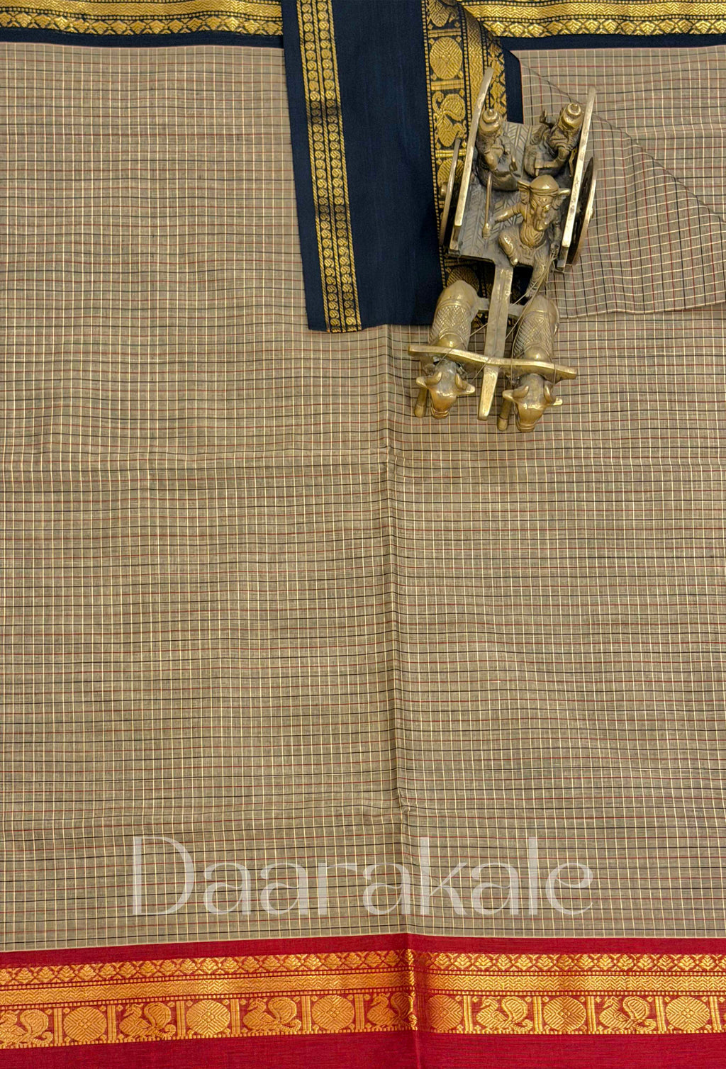 Chettinad Temple Check Cotton Saree