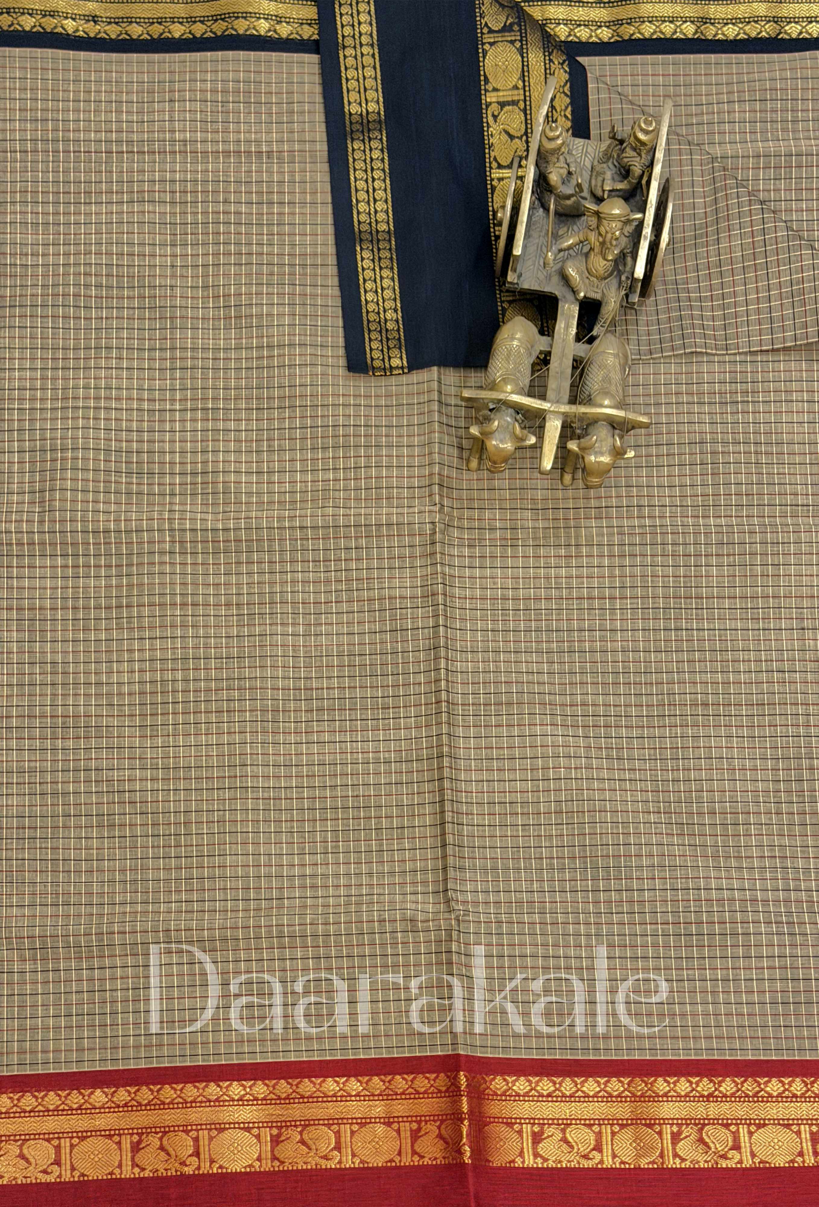 Chettinad Temple Check Cotton Saree