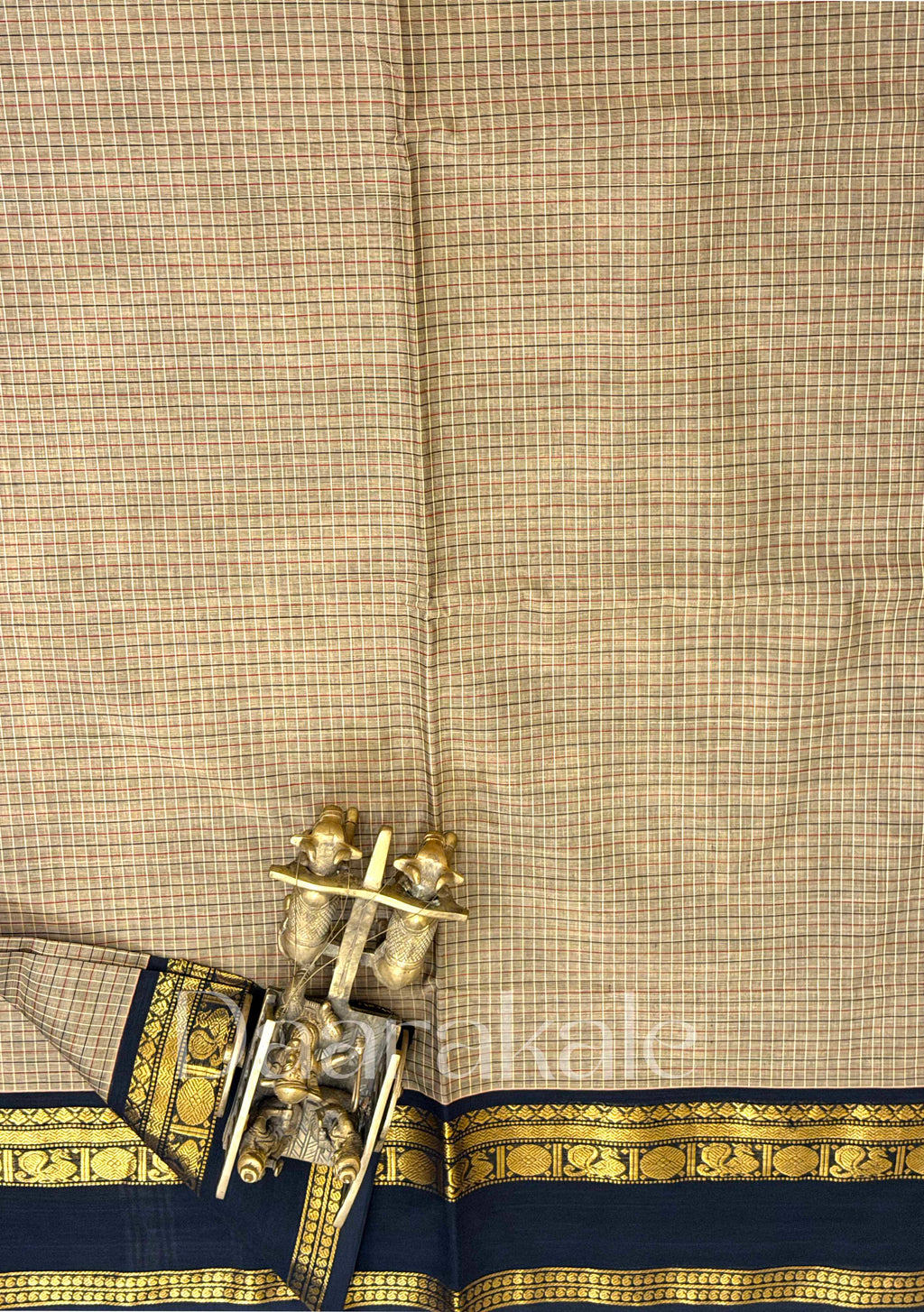 Chettinad Temple Check Cotton Saree