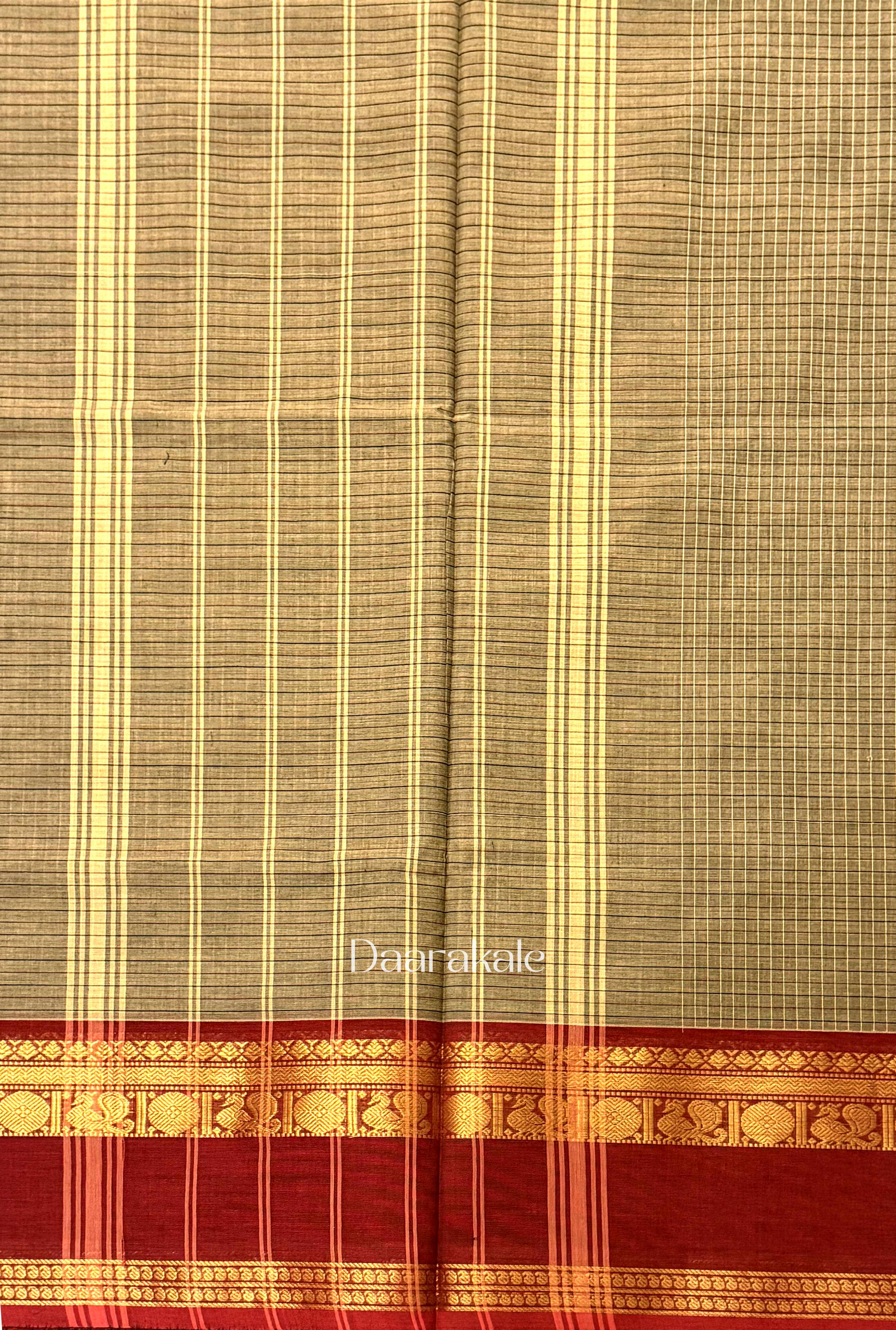 Chettinad Temple Check Cotton Saree