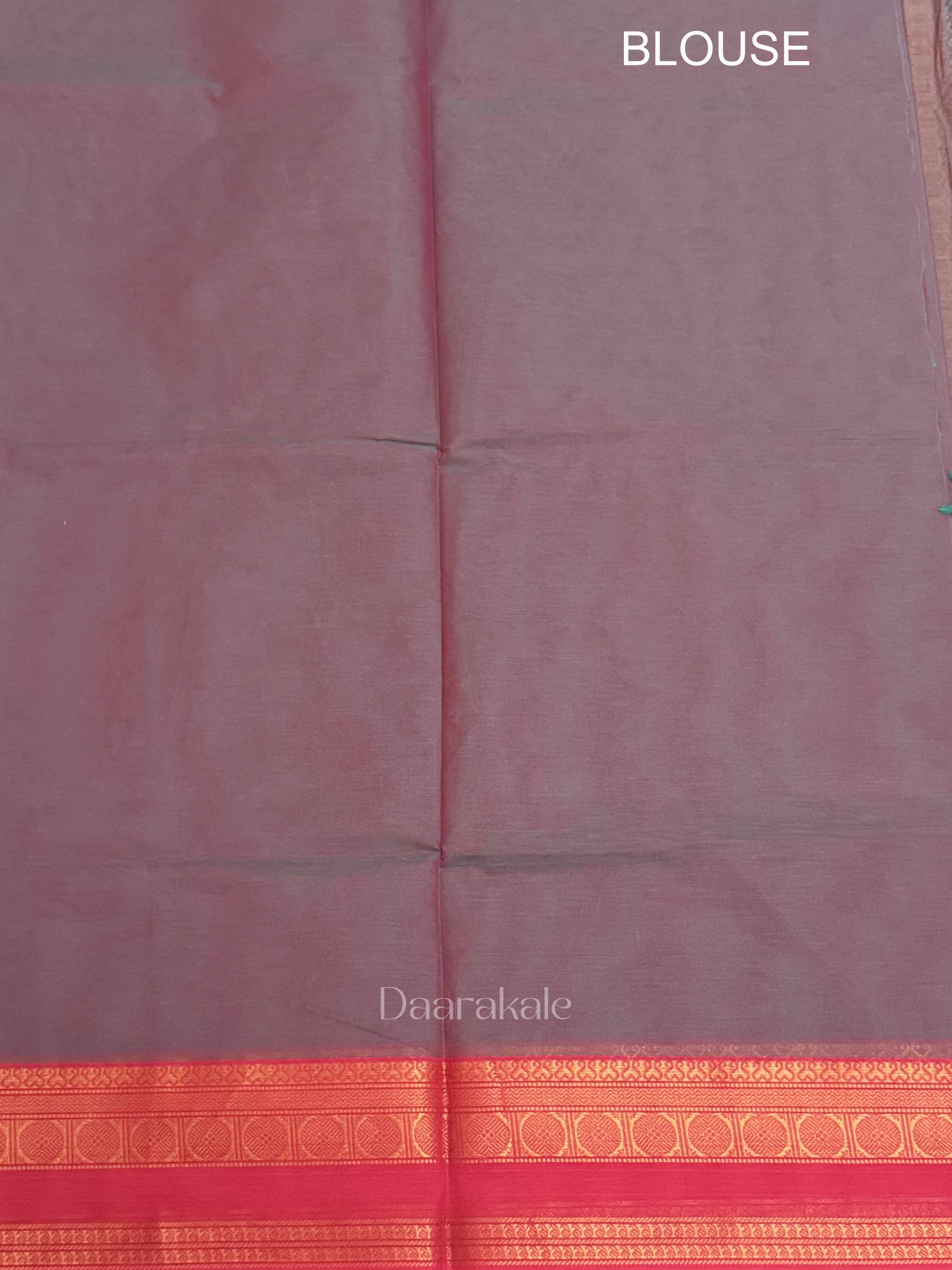 Chettinad Grey-Red Cotton Saree