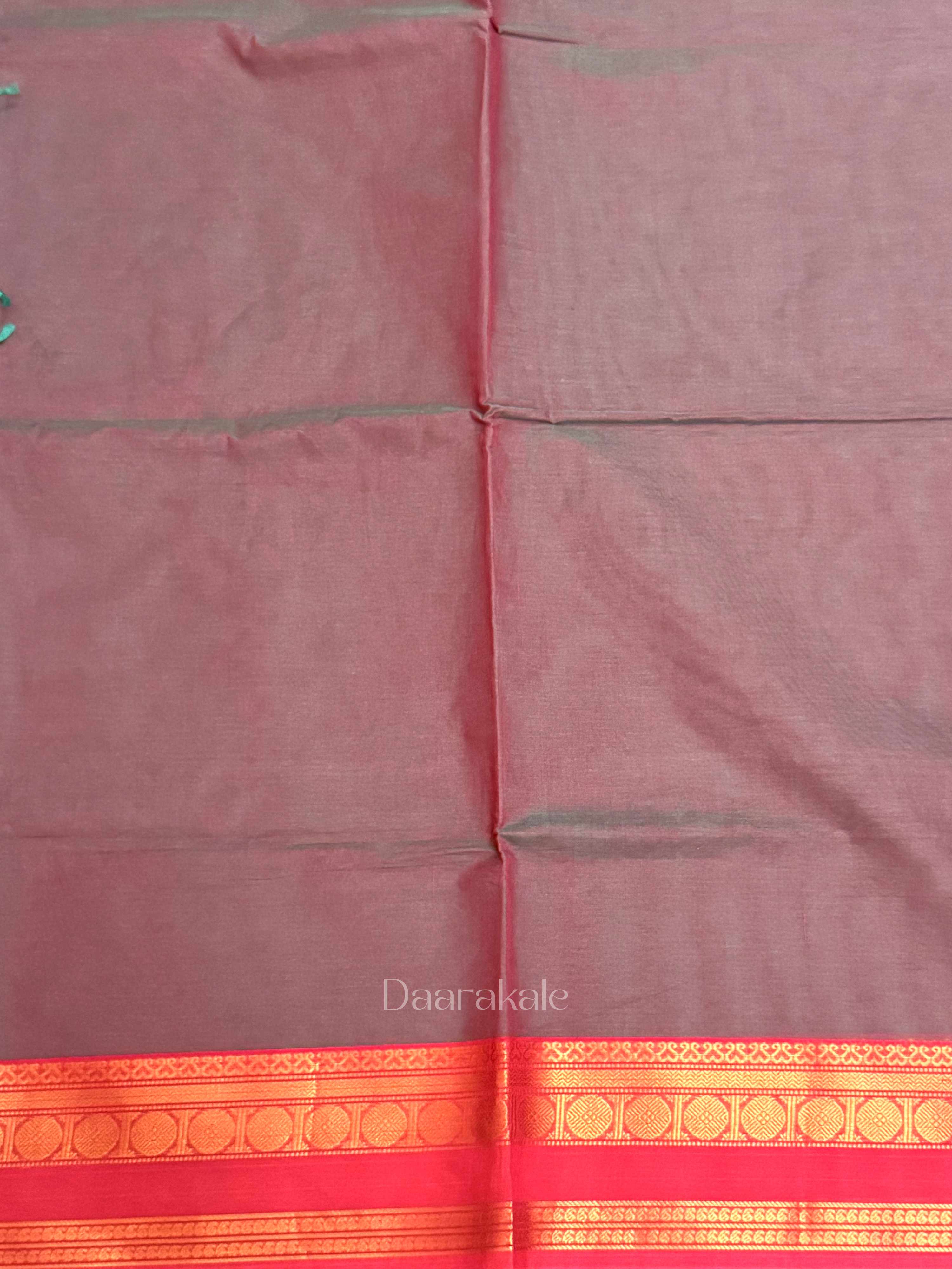 Chettinad Grey-Red Cotton Saree
