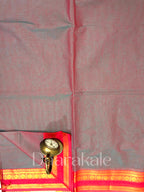 Chettinad Grey-Red Cotton Saree