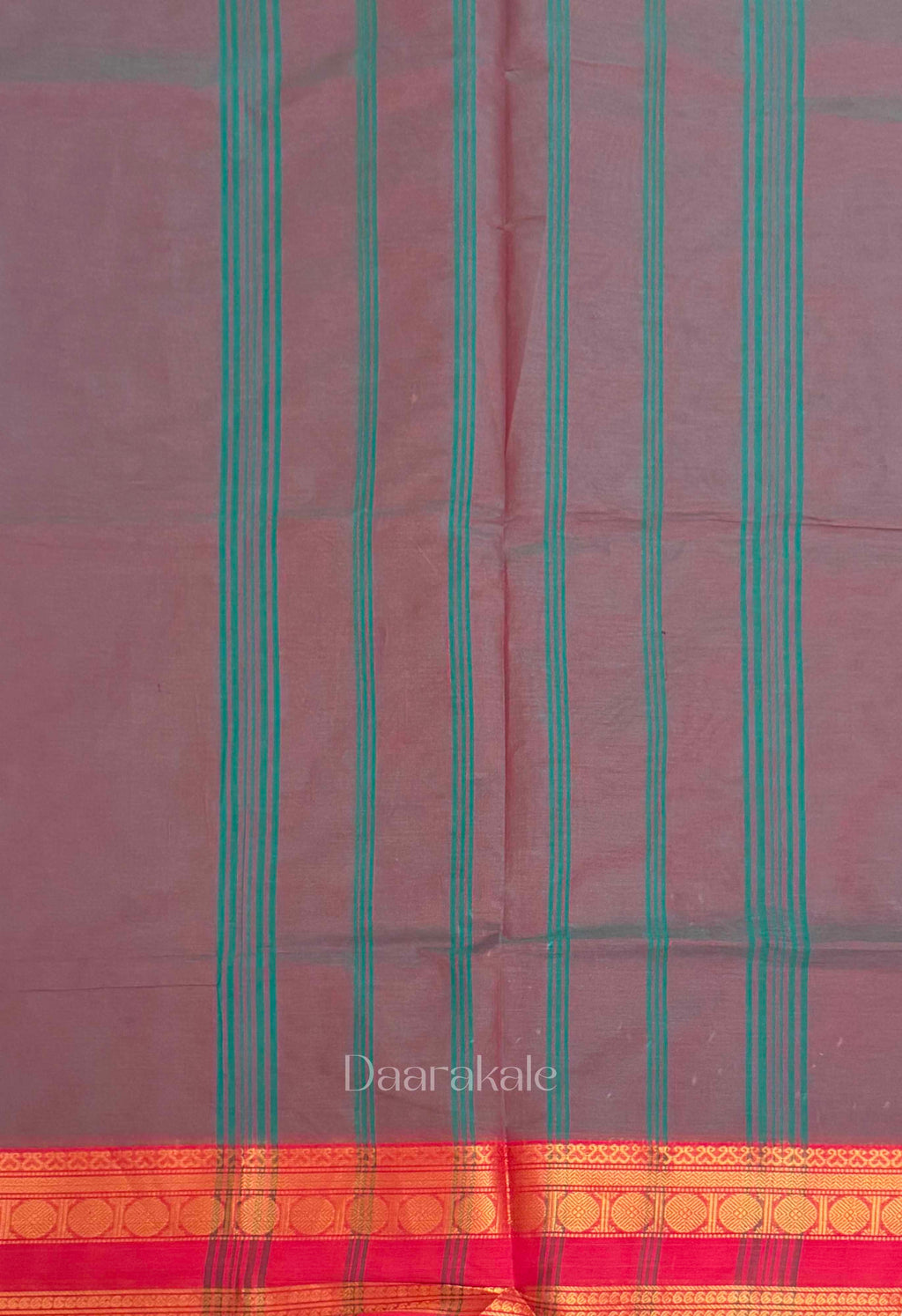 Chettinad Grey-Red Cotton Saree