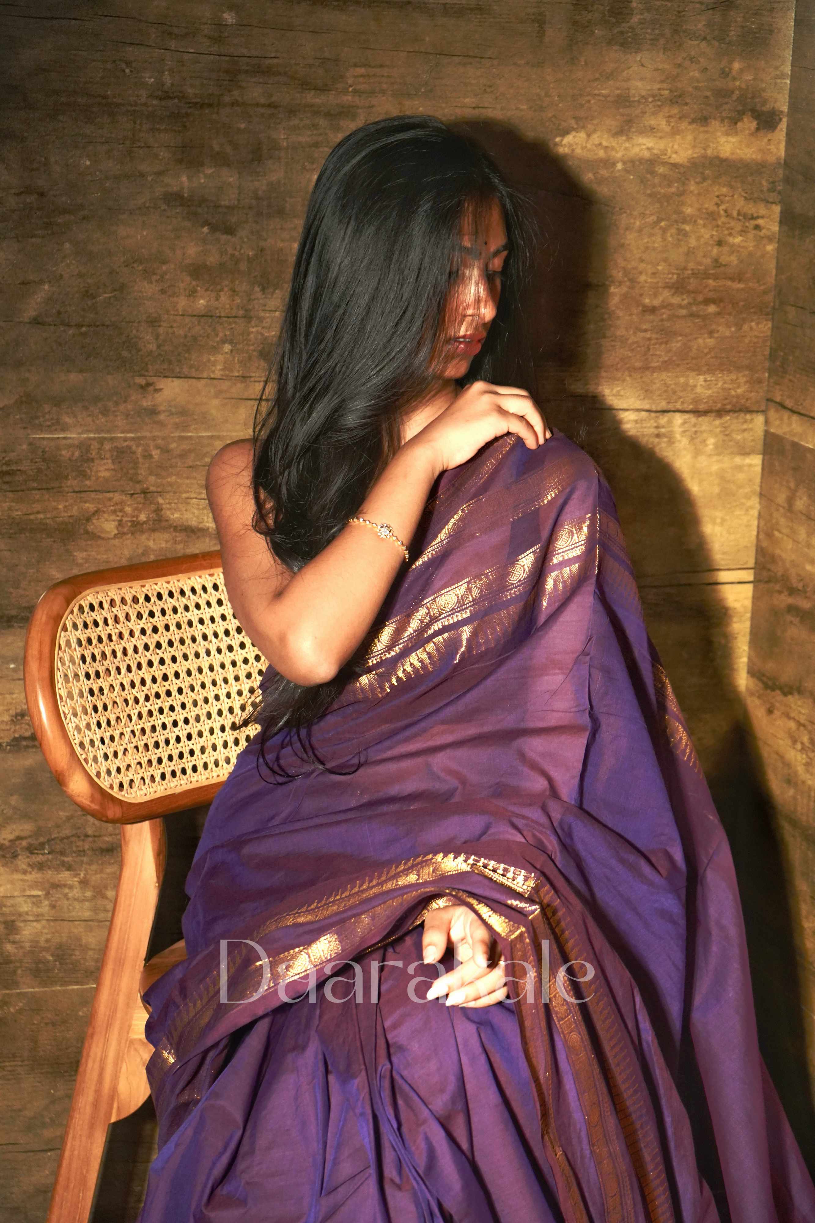 Chettinad deep purple Cotton Saree