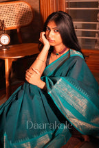 Chettinad Teal Temple Cotton Saree