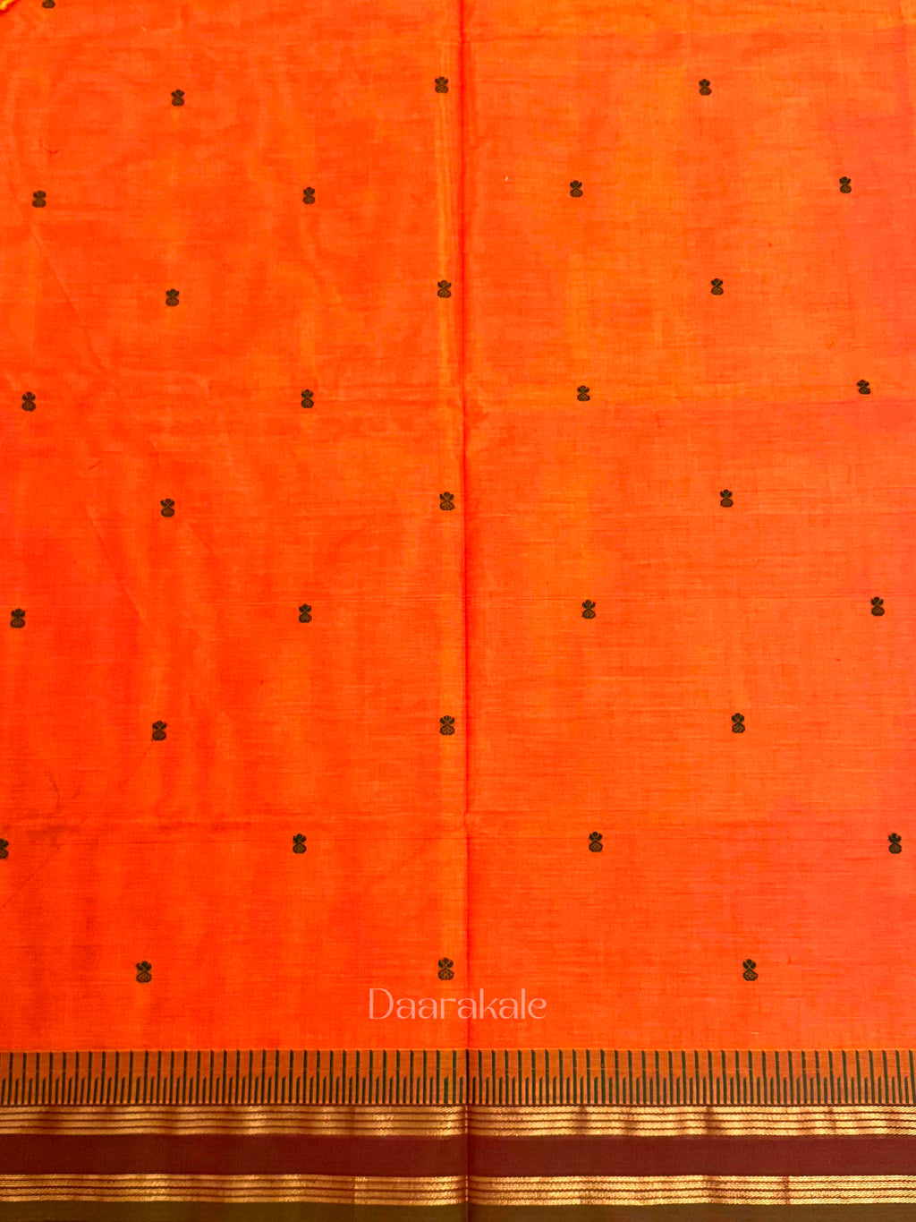 Chettinad Orange Butta Cotton Saree