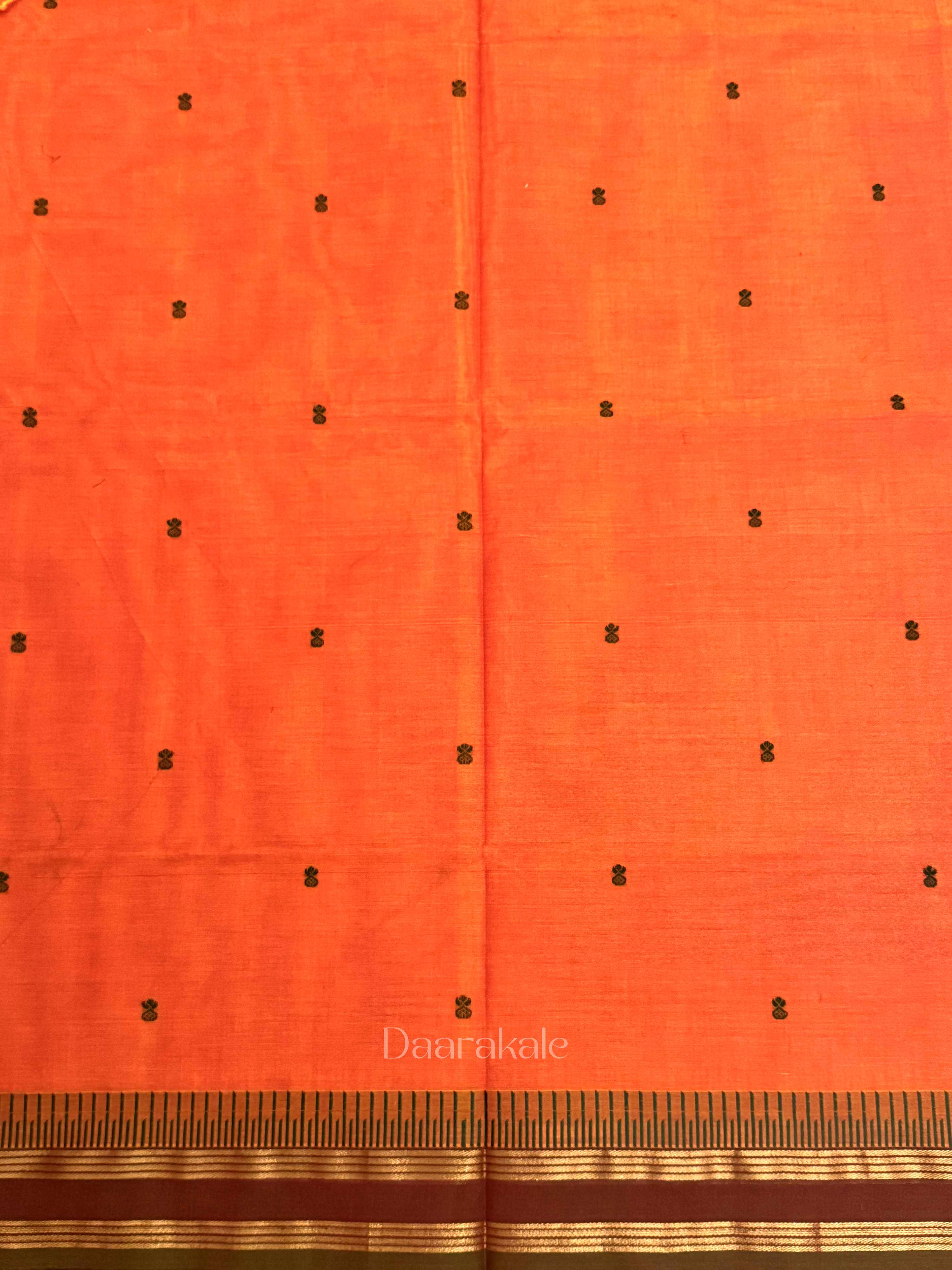 Chettinad Orange Butta Cotton Saree