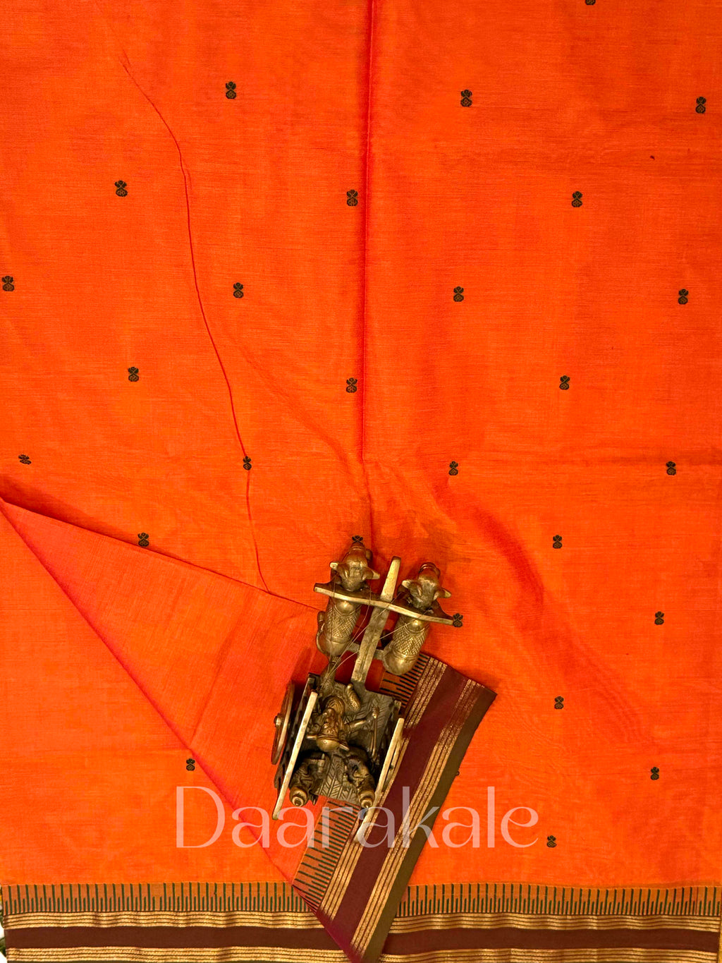 Chettinad Orange Butta Cotton Saree